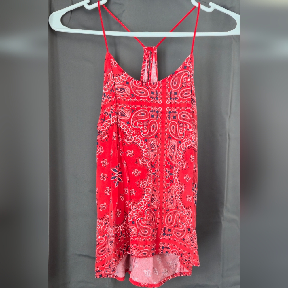 No Boundaries Red Paisley Tank Top